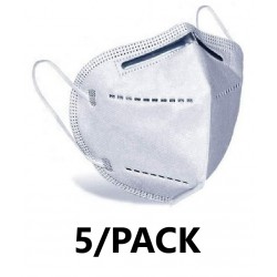 NEW KN95 5-Ply Face Mask with Elastic Ear Loop (Pack of 5) Individually Packed in Poly Bag Adult