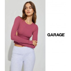 NEW WOMENS MEDIUM GARAGE Kimmy Long Sleeve Crewneck Top, DRY ROSE