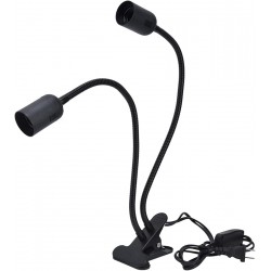 NEW Table Clip Lamp Holder E27/E26 Lamp Holder Clip Black Double Headed 360 Degree Adjustable Clip Lamp Holder 100‑240V