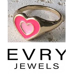 NEW SIZE 9 EVRY JEWELS DOUBLE HEART Ring 14K GOLD plated