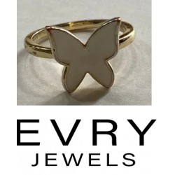 NEW SIZE 8 EVRY JEWELS GOLD AND WHITE BUTTERFLY Ring 14K GOLD plated