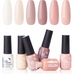 NEW Gellen Gel Nail Polish Set Natural Nude Blush Tones Series White Creamy Pastel Pinks Gel Polish UV Soak Off Gel Polish for All Seasons Popular Nail Art Design Home Salon Manicure Gift Set