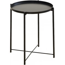 NEW Tray table, black, 45x53 cm (17 1/2x20 5/8 ) Metal Tray Table, Round Coffee Table Living Room Bedroom Balcony Snack Table Mini Easy to Move Side Table