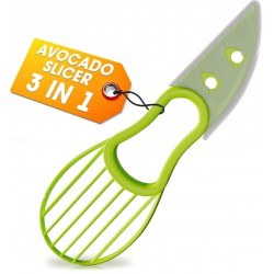 NEW Avocado Peeler 3 in 1 Avocado Slicer Tool - Three in One Avocado Slicer - Green Avocado Cutter and Scooper for Fruits & Vegetable - Peel Avocado Slicer Pitter - Plastic Avocado Knife nadoba