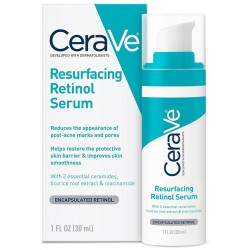 NEW CeraVe Resurfacing Retinol Serum For Post Acne Marks, Formulated With Licorice Root Extract & Niacinamide, Brightening Serum & Pore Minimizer For Face, Post Acne Skin Barrier Repair, Non-Comedogenic