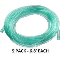 NEW 5 PACK 6.8FT CRUSH RESISTANT OXYGEN TUBING WITH STANDARD CONNECTOR