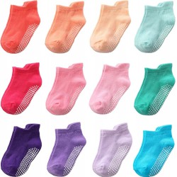 NEW 12 PAIR  - KIDS 5-7Y - Non Slip Grip Ankle Socks For Boys and Girls Kids Socks