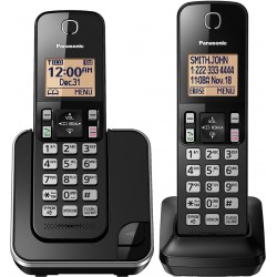 NEW Panasonic DECT 6.0 Expandable Cordless Phone with Call Block - 2 Cordless Handsets - KX-TGC382CB (Black)