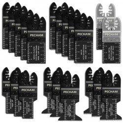 NEW PECHAM 21PCS Universal Wood Metal Oscillating Multitool Quick Release Saw Blades Fit Porter Cable Black & Decker Rockwell Ridgid Ryobi Milwaukee DeWalt Chicago Craftsman