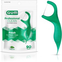 NEW GUM Professional Clean Flossers, Fresh Mint, On-the-Go Dental String Floss Picks, 90 Count