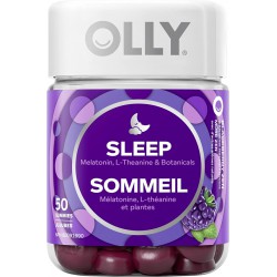 NEW EXP: 7/2025 - OLLY Sleep Gummy Supplement helps promote a healthy sleep cycle Blackberry Zen with melatonin, L-Theanine & botanicals 25 day supply 50 gummies