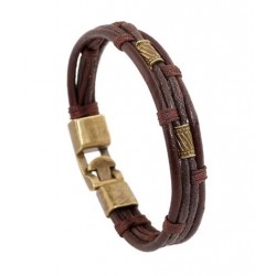 NEW Men's Fashion Multi-layer Leather Bracelet With Alloy Hook (aprox: 9) - brown