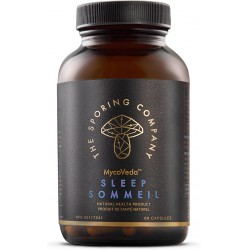 NEW EXP: 8/2026 - 60 CAPSULES - The Sporing Company Mycoveda Sleep - Regulating long-term sleep cycles with Reishi, Valerian Root, and Skullcap.