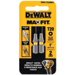 NEW DEWALT DWA1TX20MF2 Screwdriver Bit Set Max Fit Torx #20 X 1 L Stee