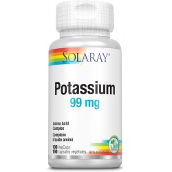 NEW EXP: 8/2025 - SOLARAY – Potassium, 99mg | Amino Acid Complex | Heart Health & Electrolyte Balance | Dietary Supplement | Vegan, Lab Verified | 100 Vegetarian Capsules