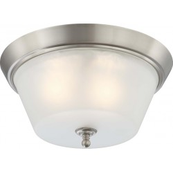 NEW  Nuvo Lighting 60/4153 Three Light Surrey Large Flush Dome with Frosted Glass, CUL Damp Location, Brushed Nickel