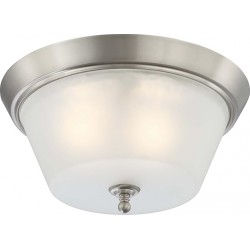 NEW - Nuvo Lighting 60/4153 Three Light Surrey Large Flush Dome with Frosted Glass, CUL Damp Location, Brushed Nickel