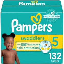 NEW  Diapers Size 5, 132 Count - Pampers Swaddlers Disposable Baby Diapers (Packaging & Prints May Vary)