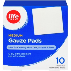 NEW 10/PACK Life Brand Lb Sterile Gauze Pads Medium - 3 X 3