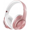 NEW DOQAUS Bluetooth Headphones, [52 Hrs Playtime] Wireless Headphones with 3 EQ Modes, Hi-Fi Stereo Over Ear Headphones with Microphone and Comfortable Earpads for iPhone/TV/Travel/Office (Rose Gold)