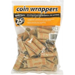 NEW Coin-Tainer Quarter Paper Coin Wrappers, Pack of 36