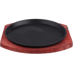 LIGHTLY HANDLED - Cabilock Metal Steak Plate Sizzle Griddle with Wooden Base (9.2 x 8.4)