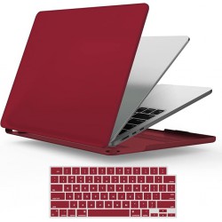 NEW IBENZER Compatible with 2024 2023 2022 MacBook Air 13 inch Case M3 A3113 M2 A2681, Hardshell Case & Keyboard Cover for Mac Air 13.6 with Touch ID, Wine Red, CA-AT13-KK-WR+1