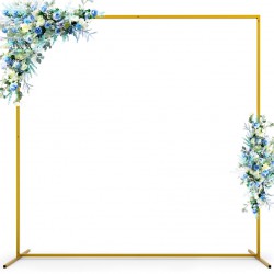 NEW Wedding Arch Backdrop Stand, 6.6x6.6 FT Gold Wedding Arches for Ceremony Square Metal Balloon Arch Stand Garden Arbor Frame for Wedding Birthday Party Baby Shower Background Decoration