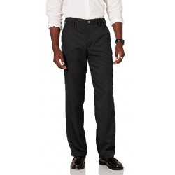 NEW 40 X 34 Essentials Men's Classic-Fit Expandable-Waist Flat-Front Dress Pant, Black, 40W x 34L