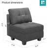 NEW Belffin Middle Module Seat for Modular Sofa Sectional Couch with Storage Accent Armless Sofa Chair Modern Fabric Dark Grey