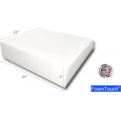 NEW FoamTouch Upholstery Foam Cushion High Density, 5 H X 24 W X 24 L