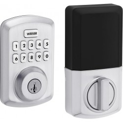 NEW Weiser Powerbolt 3 Satin Chrome Keyless Entry Door Lock/Deadbolt Lock, 10-Button Keypad Door Lock with Auto Lock and 12-Month Battery Life, Electronic Door Locks for Front Door, Home Décor