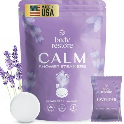 NEW Body Restore Shower Steamers Aromatherapy 15 TABLETS/Pack - Christmas Gifts For Women, Stocking Stuffers, Birthday Gifts For Mom, White Elephant Gift, Travel Essentials, Self Care - Lavender