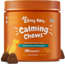 NEW BBD: 8/2025 - Zesty Paws Calming Soft Chews for Dogs - Helps Promote Relaxation & Calmness - with Suntheanine, Ashwagandha & Chamomile – for Thunderstorms, Fireworks & Travel - Turkey Flavour - 90 Count…