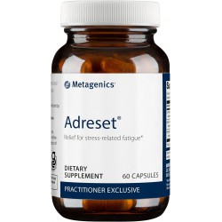 NEW EXP: 11/2025 - Metagenics Adreset Supplement with Cordyceps, Adaptogens and Ginseng to Help Relieve Stress Related Fatigue - 60 Capsules - 30 Servings