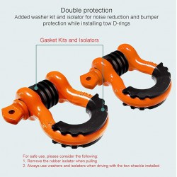 NEW - Heavy Duty 3/4 D-Ring Shackle Bow Shackles, Tow Trailer Buckle U Shackle, Towing Lifting Hook for Car SUV Trucks 2pcs (ORANGE)