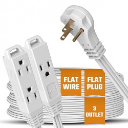 NEW Flat 3-Outlet Extension Cord 10 Ft for Indoor Use by Bindmaster- UL-Listed 3-Prong Multi Extension Wire- Space-Saving Flat Angled Extension Cord-