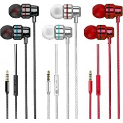 NEW 3 Pack Earbuds Wired, in-Ear Headphones Wired Earbuds with Microphone, Noise Isolating Lightweight Earbuds, 3.5mm Earphones Compatible with iPhone, Samsung, Android, Tablets and 3.5mm Jack Devices