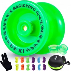 MAGICYOYO Responsive YoYo K1 Plus Glow in The Dark Green Yoyo for Beginner Kids, Plastic ABS Yoyo with Yoyo Glove+Yoyo Bag+3 Replacement Yoyo Strings