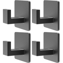 NEW - PMMASTO Black 4 Pack Self Adhesive Wall Hooks for Hanging (BLACK)