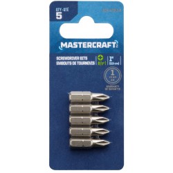 NEW Mastercraft Phillips Screwdriver Bit, 1-in, 5-pk