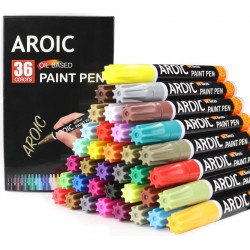 NEW AROIC 36 Pack Paint Pens for Rock Painting - Write On Anything. Paint pens for Rock, Wood, Metal, Plastic, Glass, Canvas, Ceramic & More! Low-Odor, Oil-Based, Medium-Tip Paint Markers