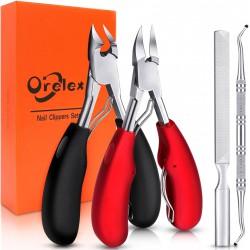 NEW Orelex Nail Clippers, Toenail Clippers for Thick Nails,Toe Nail Clippers Set for Ingrown Toenail, Men and Adults, Seniors,Professional, Super Sharp Curved Blade Grooming Tool