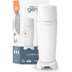 NEW Playtex Diaper Genie Complete Assembled Diaper Pail with Odor Lock Technology & 1 Full Size Refill, White