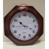 NEW (read notes) Brown Modern Decorative Octagon Shaped Wood- Looking Plastic Wall Clock for Living Room, Kitchen, or Dining Room