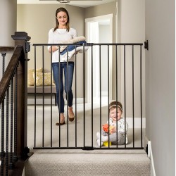 NEW Regalo 2-in-1 Extra Tall Easy Swing Stairway and Hallway Walk Through Baby Gate, Black - EXTRA TALL AND WIDE: expands to stairways and openings between 24-40.5 Inches (61-102.5 cm) wide. Stands 38 inches (96.5 cm) tall