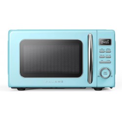 NEW  Galanz GLCMKZ07BER07 Retro Countertop Microwave Oven with Auto Cook & Reheat, Defrost, Quick Start Functions, Easy Clean with Glass Turntable, Pull Handle,0.7 cu ft, Blue