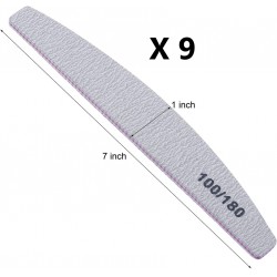 NEW 9 Pcs Nail Files 100/180 Grit Double Sided Emery Boards Coarse and Medium Nail File for Acrylic Nails and Natural Nails