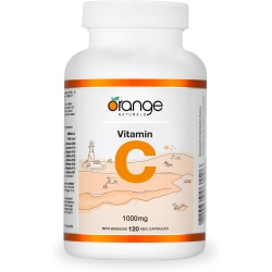 NEW EXP: NOV/2025 - Orange Naturals Vitamin C 1000mg, 120 V-Caps, Non-GMO Ascorbic Acid Supplement, Promotes Overall Wellness, Antioxidant Support, Helps Maintain Healthy Bones and Teeth, High-Quality Vitamin C Formula