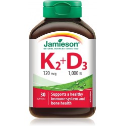 NEW EXP: 08/2026 - 30 SOFTGELS Vitamin K2 120 mcg and Vitamin D3 1,000 IU